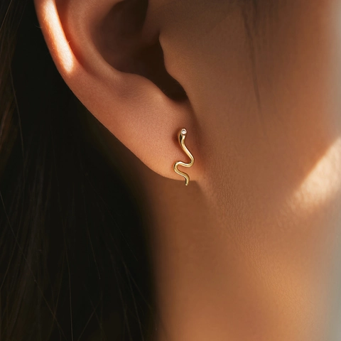 925 Sterlingsilber Schlange Ohrstecker Mit Zirkonia Funkelnde Schlange Tier Design Minimalistischer Ohrschmuck Für Damen Täglich Party