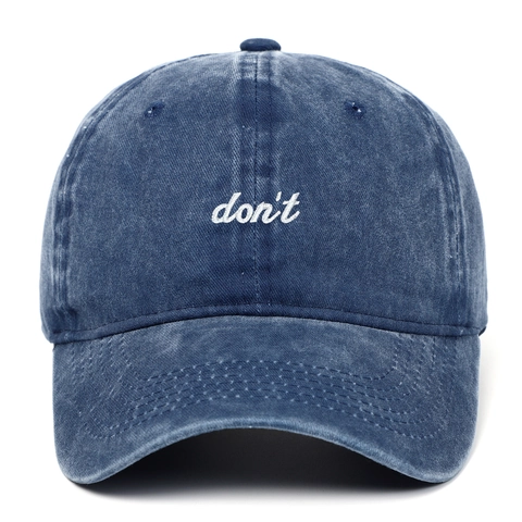 Baseball Cap Washed Cotton Distressed Dont Letter Embroidery Retro Curved Brim Adjustable Unisex Outdoor Sun Hat