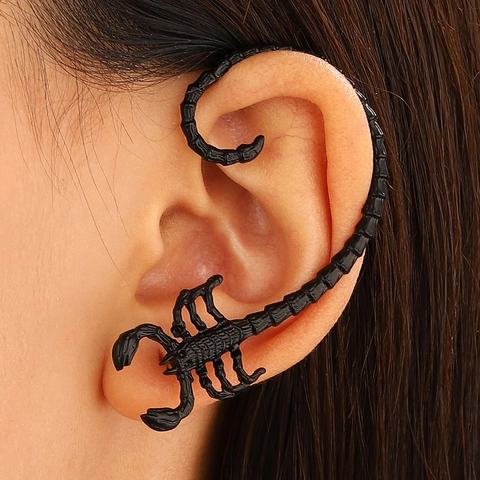 Scorpion Ear Cuff Gothic Punk Alloy Rhinestone Ear Wrap Clip On Earrings Retro Hip Hop Jewelry For Women