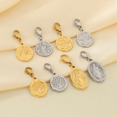 Albero Della Vita Vergine Maria Ciondoli Portachiavi Acciaio Inossidabile Pendenti Rilievo Con Chiusura Aragosta Accessorio