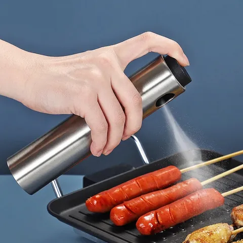 Stainless Steel Glass Oil Sprayer Bottle For Cooking BBQ Salad Kitchen Mist Vinegar Dispenser Leakproof Press Type
