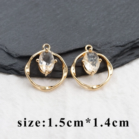 Ciondoli Tondi Intrecciati Rame Placcato Oro 18K Cristallo Zircone Pietra Preziosa Ovale Accessori Per Creazione Di Gioielli DIY