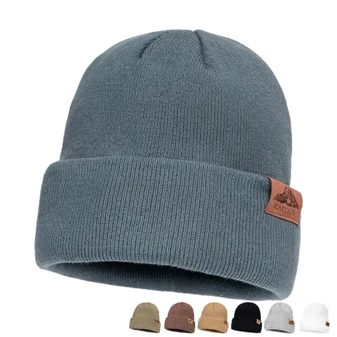 Unisex Knit Beanie Hat Acrylic Warm Winter Cuffed Solid Color Outdoor Skiing Skull Cap For Men Women