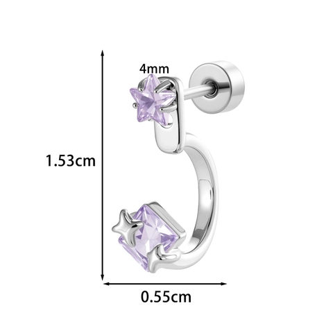 Titanium Stahl Helix Knorpel Ohrring Stern Quadrat Zirkonia Schraubverschluss Piercing Mode C Form Stecker Schmuck
