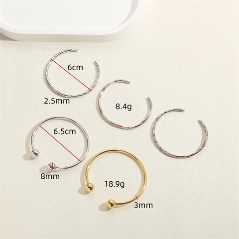 Minimalistische Koperen Armband Voor Dames Goud Zilver Verguld Emaille Maan Bloem Patroon Open Verstelbare Mode Sieraden