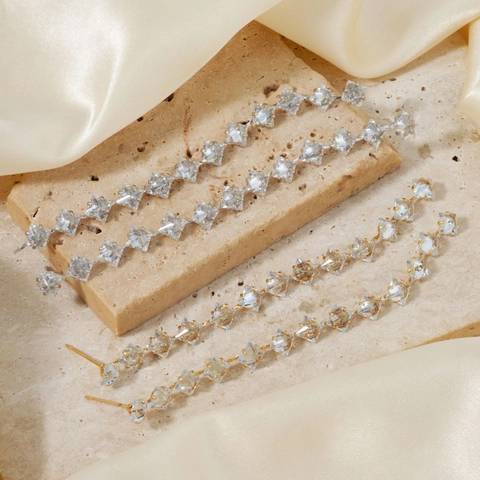 Elegantes Pendientes Largos De Borla Mujeres Lujo Corte Cuadrado Geométrico Cobre Con Circonita Joyería Brillante Regalo Moda
