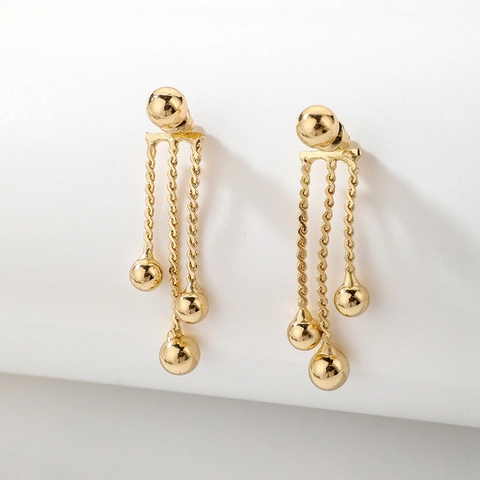 Geometrische Kugel Quasten Ohrringe Mit Silbernem Ohrstecker Legierung Gold Poliert Gestufte Multi Kette Elegant Für Damen