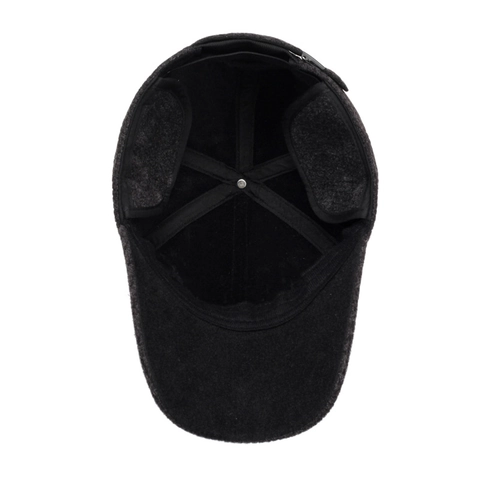 Winter Baseballkappe Für Herren Mit Ohrenschutz Fleece Gefüttert Dick Warm Winddicht Baumwolle Wollmischung Verstellbar