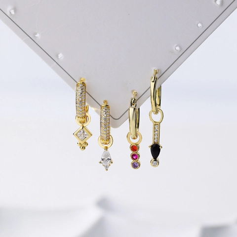 S925 Plata de Ley Circonia Colgante Gota de Agua Para Mujer Chapado en Oro DIY Charm Para Collar Pendiente Accesorios Joyería