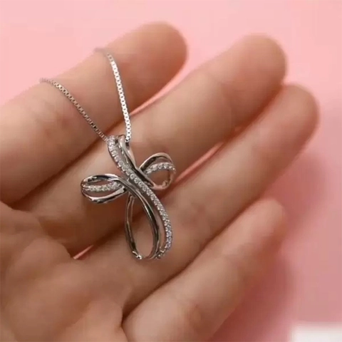 Unendlichkeit Kreuz Anhänger Halskette Kupfer Mit Mikro Eingelegtem Zirkon Möbius Schleife Schlüsselbein Kette Schmuck