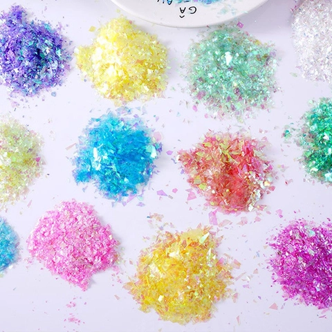 Iridescent Colorful Shell Paper Flakes Gradient Holographic Sequins For Resin DIY Craft Nail Art Decoration