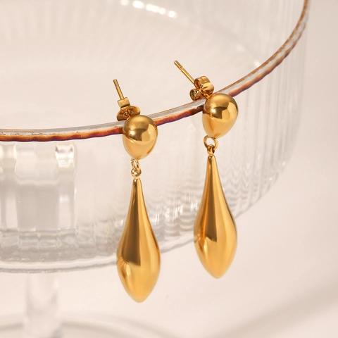 Teardrop Ohrringe 18K Vergoldeter Edelstahl Wassertropfen Lange Hängende Minimalistische Modeschmuck Für Frauen