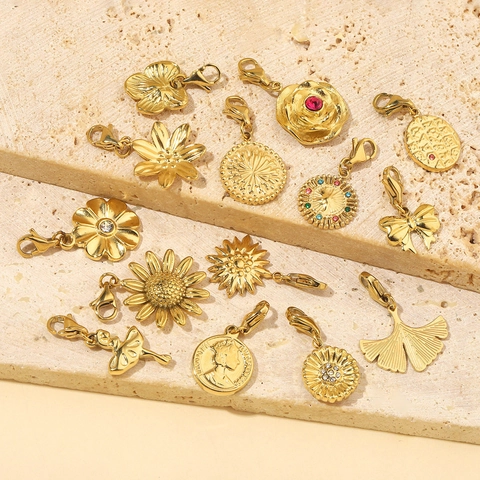 Roestvrijstalen Vergulde Bloem Munt Vlinder Hangers Met Kreeftsluiting DIY Sieraden Maken Accessoires