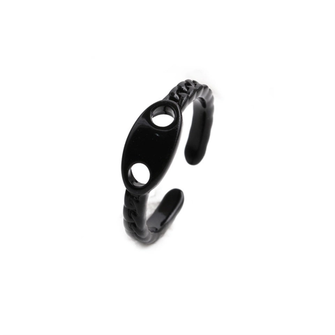 Bague Ouverte Nez De Cochon Cuivre Laque Colorée Maillon Marin Ajustable Chaîne Tissée Hip Hop Bijoux Rétro