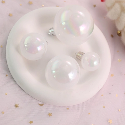 Iridescent Hanging Decorative Balls Plastic Transparent Rainbow Ornaments For Birthday Party Christmas Cake Decoration