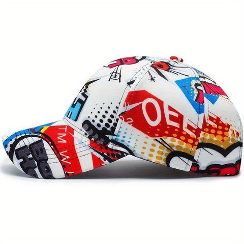 Cappello Da Baseball Con Stampa Graffiti Colorata Acrilico Stile Comic Hip Hop Streetwear Cappello Regolabile Uomo Donna