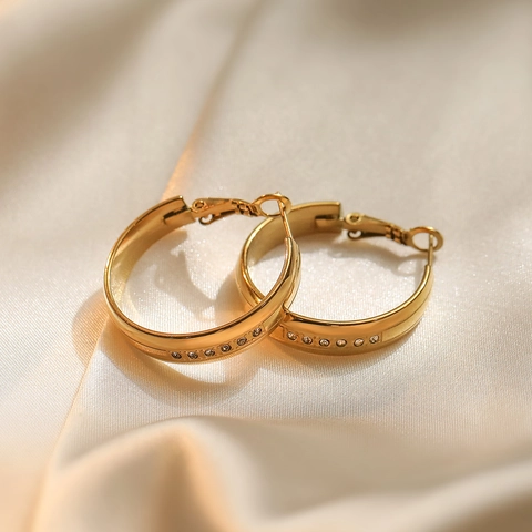 Boucles D'oreilles Pendantes Plumes Et Créoles En Zircone Cubique Acier Inoxydable Plaqué Or Pour Femmes Bijoux Chics