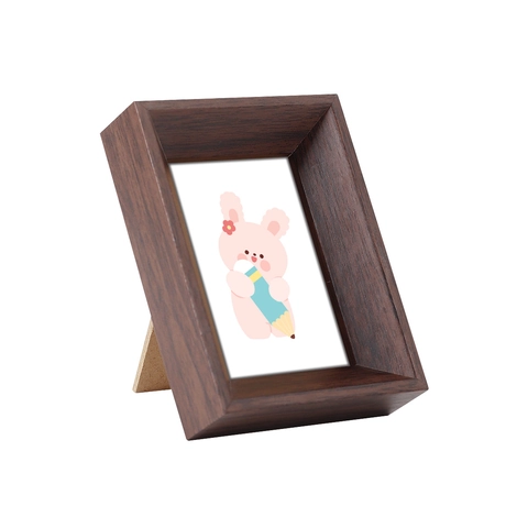 Mini Cadre Photo de Table en MDF Grain de Bois Avec Verre Véritable Petit Cadre Photo pour Décoration de Bureau Mariage
