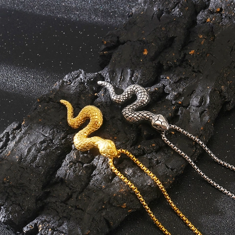 Collar Con Colgante De Serpiente Acero Inoxidable 3D Animal Gótico Punk Vintage Joyas Para Hombre Mujer