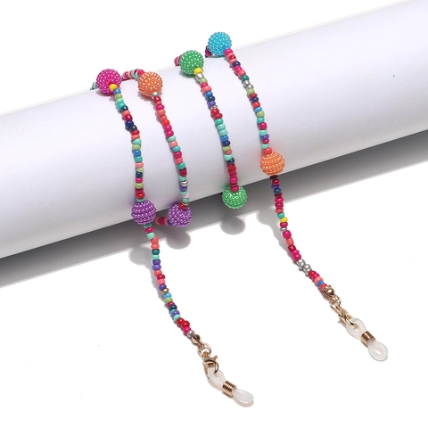 Handmade Colorful Seed Bead Glasses Chain Non Slip Eyewear Strap Holder With Silicone Loops For Sunglasses Reading Glasses