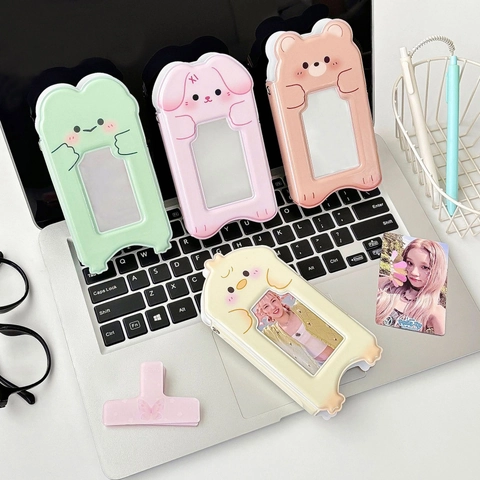 Cartoon Animal Shaped Photo Album Card Holder PVC Transparent Window For Polaroid Storage Desktop Decor Kawaii Stationery