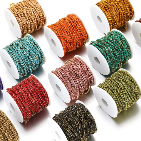DIY Stainless Steel Rhinestone Claw Chain Sparkly Crystal Cup Chain Jewelry Making Clothing Accessories Home Decoration Supply