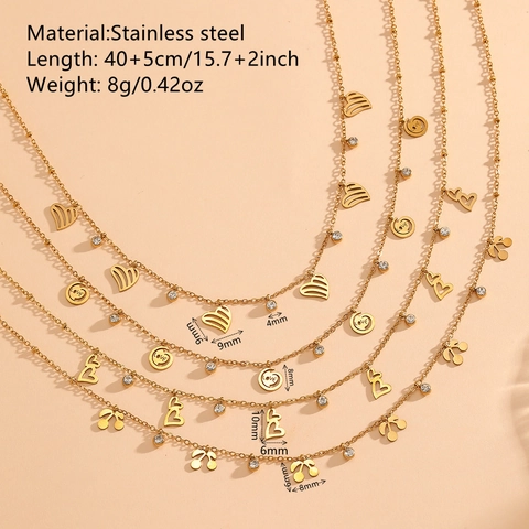 Collar Con Colgante De Corazón Cereza Love De Acero Inoxidable Chapado En Oro De 18K Con Strass Moda Dulce Para Mujer