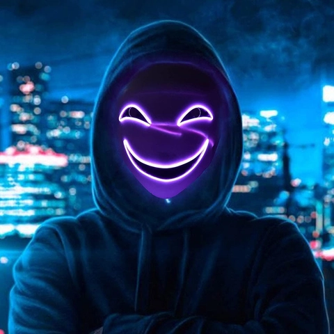 LED Glowing Mask Neon EL Wire Halloween Smile Face Horror Plastic Cosplay Party Accessories