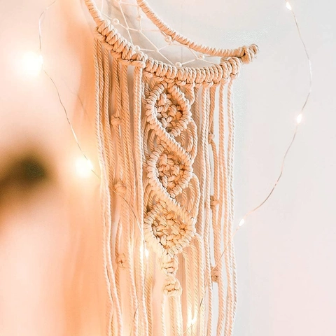 Handmade Macrame Wall Hanging Bohemian Cotton Rope Tapestry Tassel Moon Star Dream Catcher Decorative For Home Bedroom