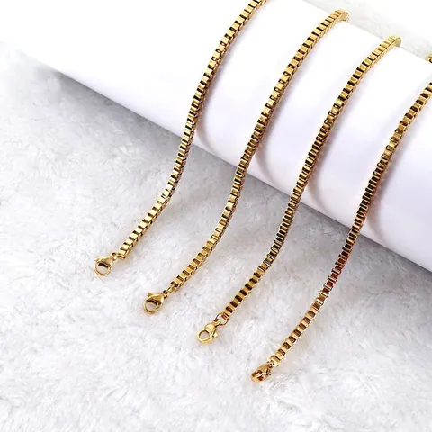 Collana A Catena Box Placcata Oro 18K Acciaio Inossidabile Gioielli Regolabili Non Scoloriscono Per Donna Uomo
