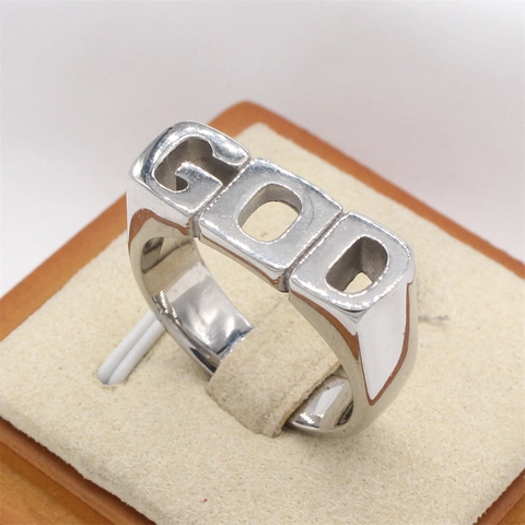 Anillo De Acero Inoxidable Para Hombre Letra GOD Calada Hip Hop Punk Retro Joyería Streetwear