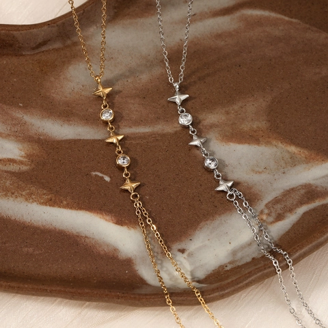 Collana Lariat A Forma Di Y In Acciaio Inossidabile Con Ciondolo A Stella In Zircone Gioielli Eleganti Impermeabili Per Donna