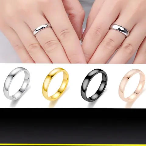 Classic Domed Arc Band Polished Stainless Steel Ring Minimalist Smooth Surface Unisex Jewelry Gift