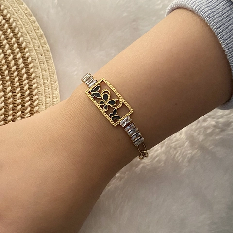 Evil Eye Schmetterling Armband Edelstahl Vergoldet Zirkonia Charme Bohemian Schmuck Für Damen