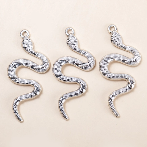 Ciondolo A Forma Di Serpente In Lega Stile Argento Vintage Retro Per La Creazione Di Gioielli Fai Da Te Collane Charms Accessori