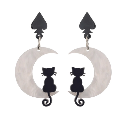 Halloween Acryl Tropfenohrringe Spinnennetz Schwarze Katze Hexe Geist Skelett Gothic Neuheit Schmuck Damen