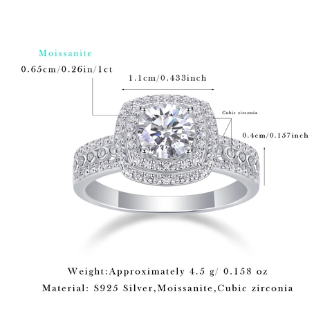 Luxus 925 Sterlingsilber Moissanit Halo Ring Für Damen Kissen Schliff Funkelnde Zirkonia Eingelegt Hochzeit Verlobung Schmuck Geschenk