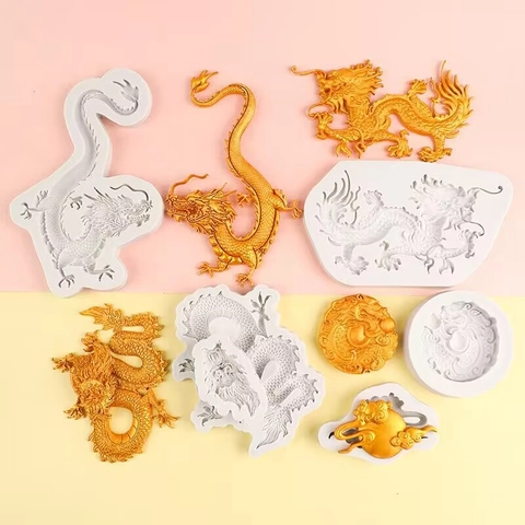 Stampo In Silicone Drago Cinese Nuvola Auspiciosa Fondant Decorazione Torte Fai Da Te Cioccolato Stile Tradizionale