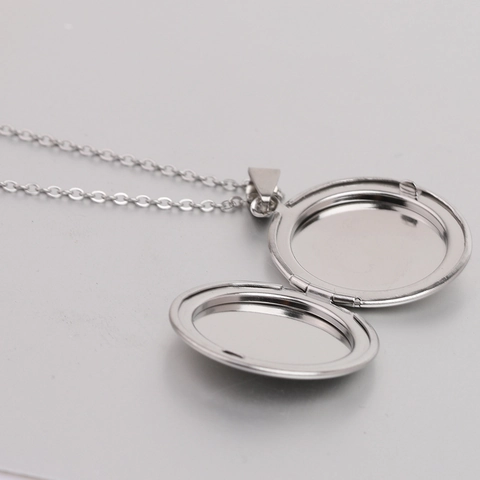 Collar De Relicario Redondo Acero Inoxidable 304 Que Se Abre Marco De Foto Pulido Espejo Joyería Minimalista Regalo Mujer