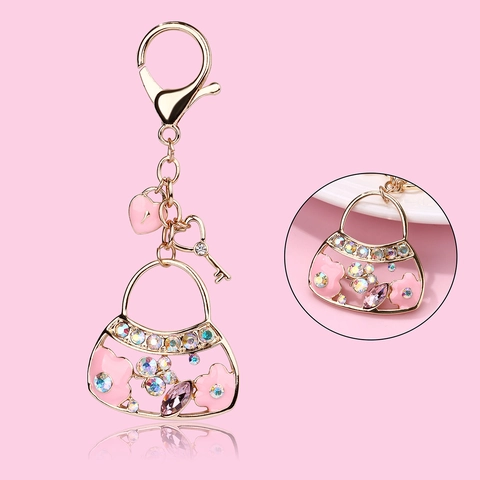 Rhinestone Enamel Handbag Crown Lips Keychain Alloy Bag Pendant Charm For Women Girls Fashion Jewelry Keychain Accessory Gift