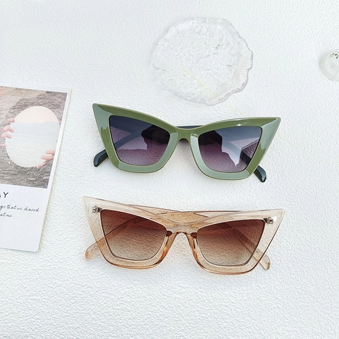 Occhiali Da Sole Cat Eye Vintage Da Donna Protezione UV400 Montatura In Resina Grande Triangolo Retro Tendenza