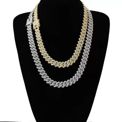 Iced Out Cuban Link Chain Necklace Bracelet Alloy Full Rhinestone Hip Hop Punk Jewelry For Men Women
