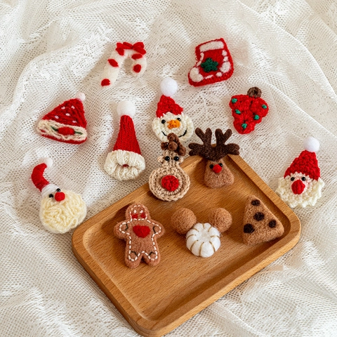 Weihnachtsdekoration Handgemachte Häkelarbeit Wollfilz Weihnachtsmann Rentier Schneemann Lebkuchenmann Anhänger Festlich