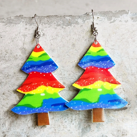 Orecchini Pendenti Natale Acrilico Gioielli Festivi Con Perno Albero Omino Zenzero Motivo Gnomo Colorato Stile Retrò