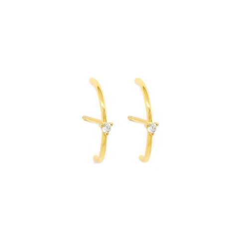 Minimalistische Gebogene Kupfer Ohrstecker Mit 925 Sterling Silber Ohrstecker Und Zirkon Elegant Damen Schmuck