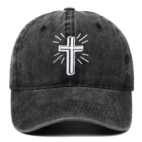 Cappello Da Baseball In Cotone Lavato Ricamo Croce Vintage Cappello Da Sole Regolabile Sport All'aperto Hip Hop Uomo Donna