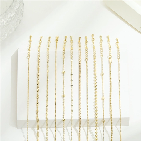 Minimalist Copper Link Chain Necklace For Women Men Gold Silver Plated DIY Jewelry Clavicle Chain Accessories For Wedding Daily Wear
