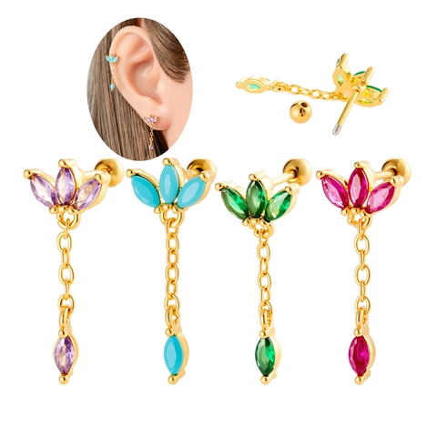 Marquise Zirkonia Oorkraakbeen Stud Koper Roestvrij Staal Piercing Kwastje Ketting Kroon Blad Bloemen Sieraden