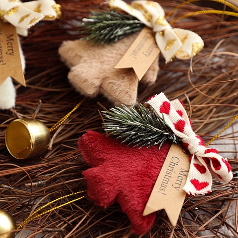 Adorno Colgante Árbol De Navidad Felpa Con Campana Metal Lazo Corazón Tela Para Decoración Fiesta Hogar