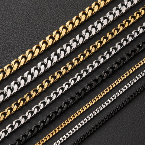 Cuban Link Chain Necklace Bracelet Stainless Steel 18k Gold Plated Polished Jewelry For Men Women Hip Hop Streetwear Punk Durable